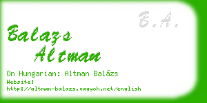 balazs altman business card